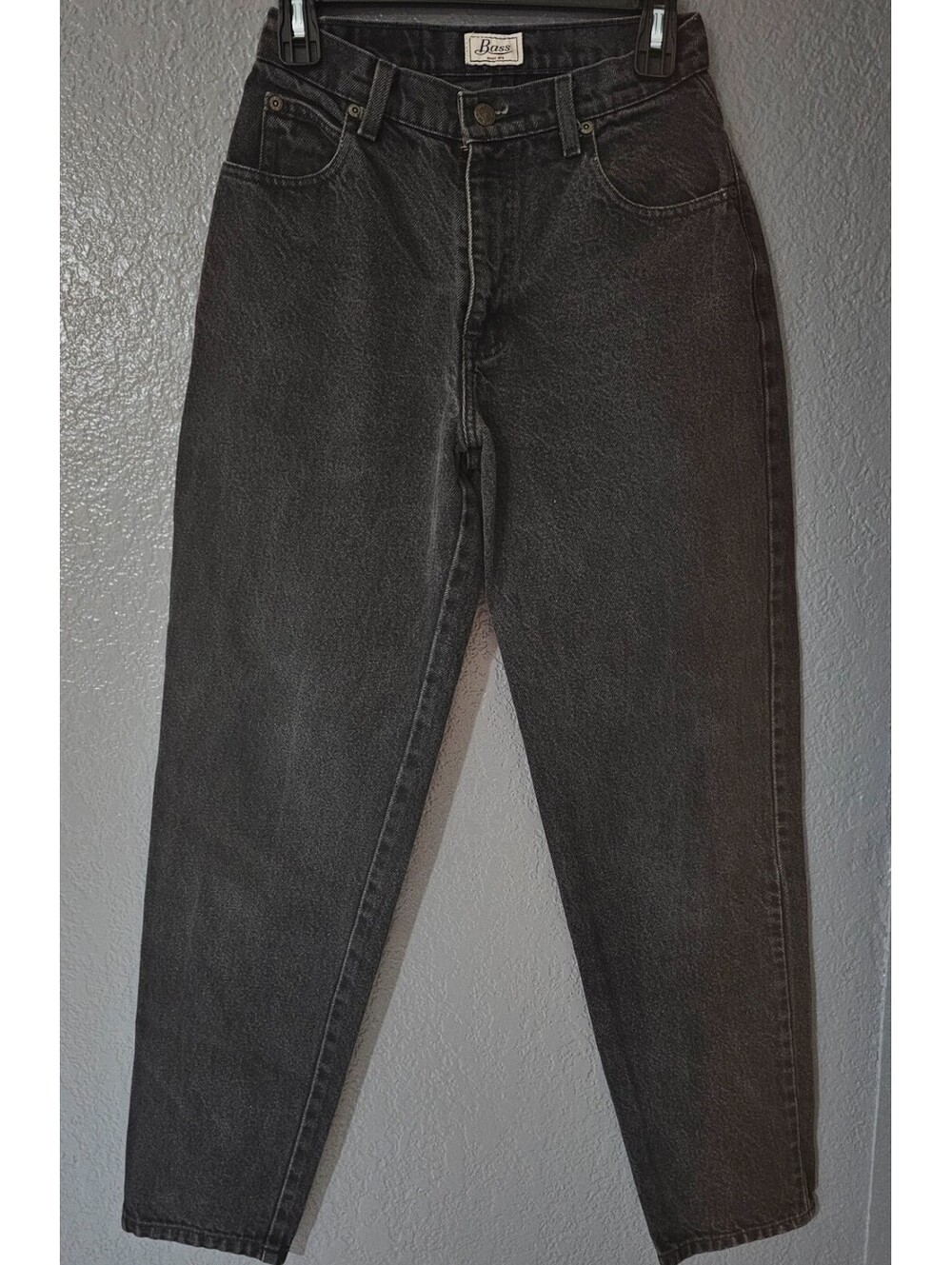 Vintage Women's Bass Mom Denim Jeans High Waisted Acid Wash Tapered Size 6 Black